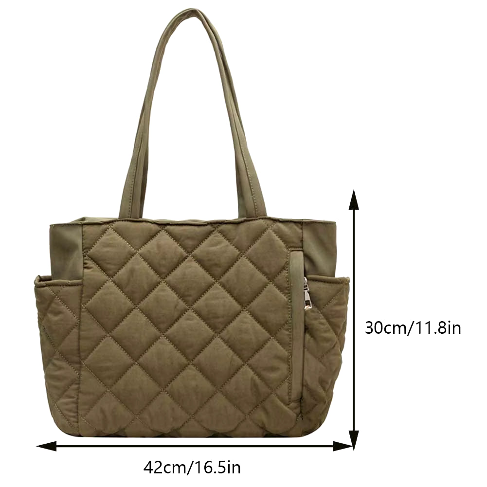 Women Padded Hobo Handbag Casual Lightweight Handbag Adjustable Strap Top Handle Bag Diamond Quilted Tote Bag Slouchy Travel Bag