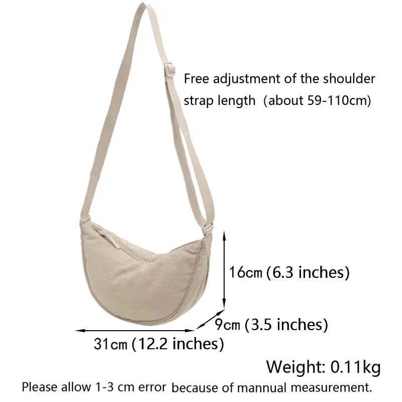 Nylon Hobos Chest Shoulder Bag Large Capacity Travel Crossbody Half Moon Belt Messenger for Women Bags Dropshipping Wholesale