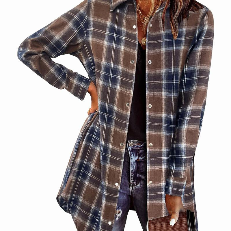 ZEAGOO Fallsale Flannel for Women 2024 Fall Fashion Long Sleeve Plaid Button down Shirts Shacket Blouse Top with Pockets Corduroy Jacket Halloween