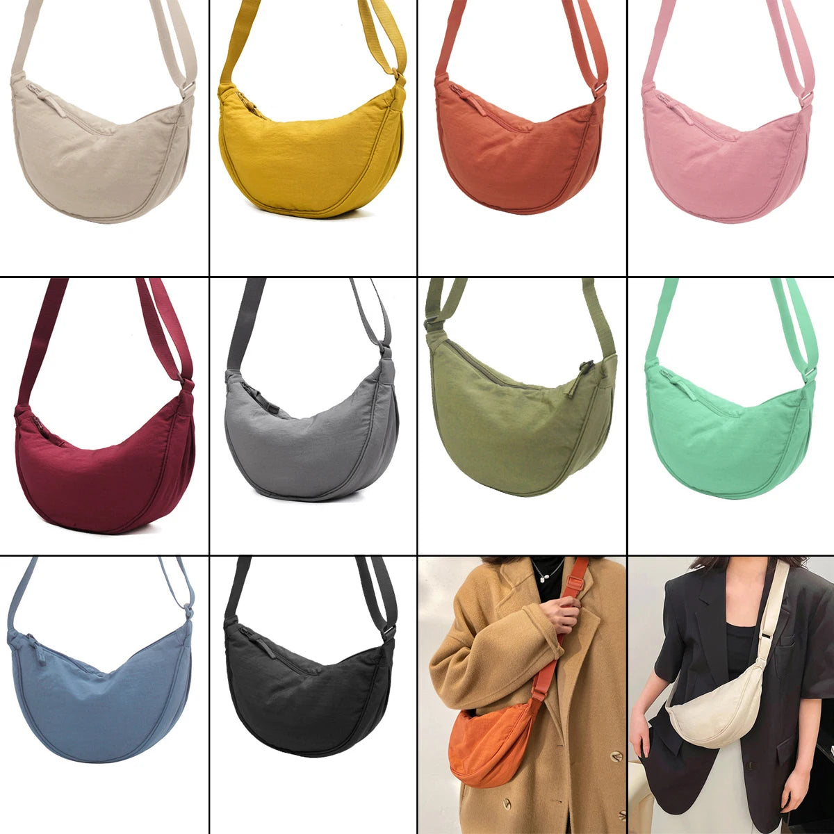 Nylon Hobos Chest Shoulder Bag Large Capacity Travel Crossbody Half Moon Belt Messenger for Women Bags Dropshipping Wholesale