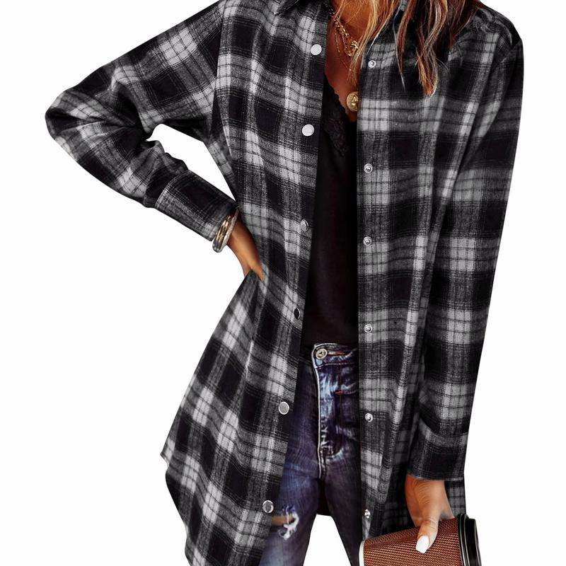 ZEAGOO Fallsale Flannel for Women 2024 Fall Fashion Long Sleeve Plaid Button down Shirts Shacket Blouse Top with Pockets Corduroy Jacket Halloween