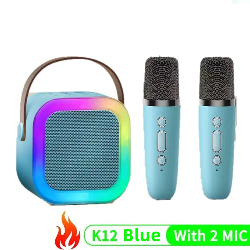 K12 Bluetooth Karaoke Machine Portable 5.3 PA Speaker System with 1-2 Wireless Microphones Home Family Singing Children'S Gifts