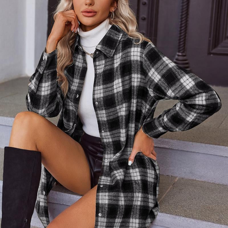 ZEAGOO Fallsale Flannel for Women 2024 Fall Fashion Long Sleeve Plaid Button down Shirts Shacket Blouse Top with Pockets Corduroy Jacket Halloween