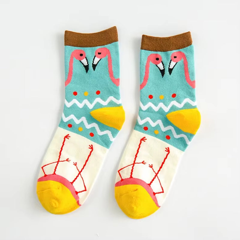 New Cotton Ankle Flamingo Socks Women'S Colorful Harajuku Women'S Funny Flamingo Socks Happy Women'S Socks