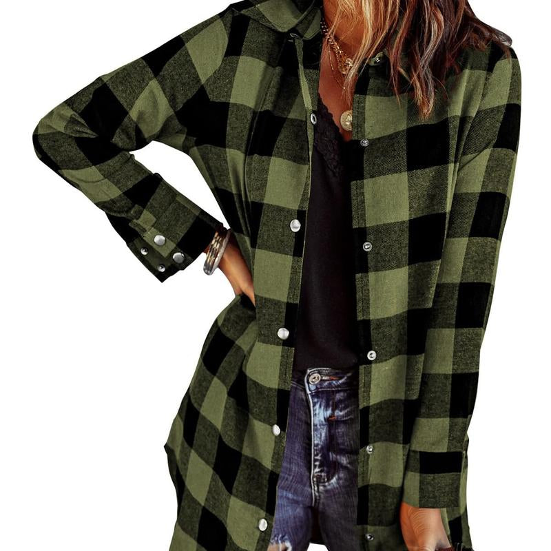 ZEAGOO Fallsale Flannel for Women 2024 Fall Fashion Long Sleeve Plaid Button down Shirts Shacket Blouse Top with Pockets Corduroy Jacket Halloween