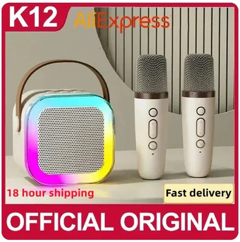 K12 Bluetooth Karaoke Machine Portable 5.3 PA Speaker System with 1-2 Wireless Microphones Home Family Singing Children'S Gifts