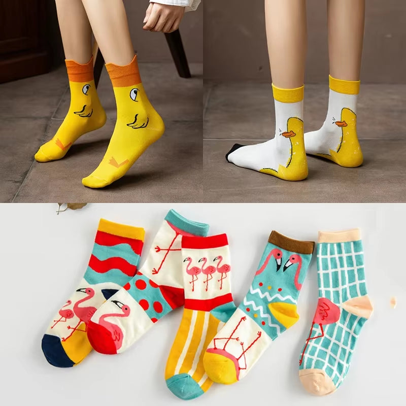 New Cotton Ankle Flamingo Socks Women'S Colorful Harajuku Women'S Funny Flamingo Socks Happy Women'S Socks