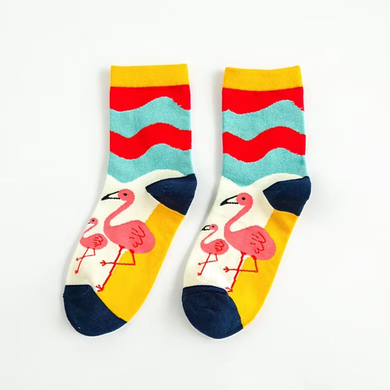 New Cotton Ankle Flamingo Socks Women'S Colorful Harajuku Women'S Funny Flamingo Socks Happy Women'S Socks