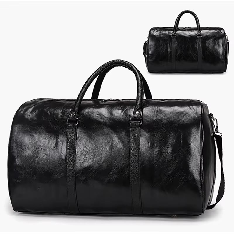 Leather Travel Bag Large Duffle Independent Big Fitness Bags Handbag Bag Luggage Shoulder Bag Black Men Fashion Zipper Pu