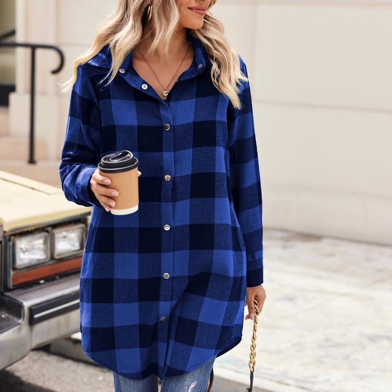 ZEAGOO Fallsale Flannel for Women 2024 Fall Fashion Long Sleeve Plaid Button down Shirts Shacket Blouse Top with Pockets Corduroy Jacket Halloween