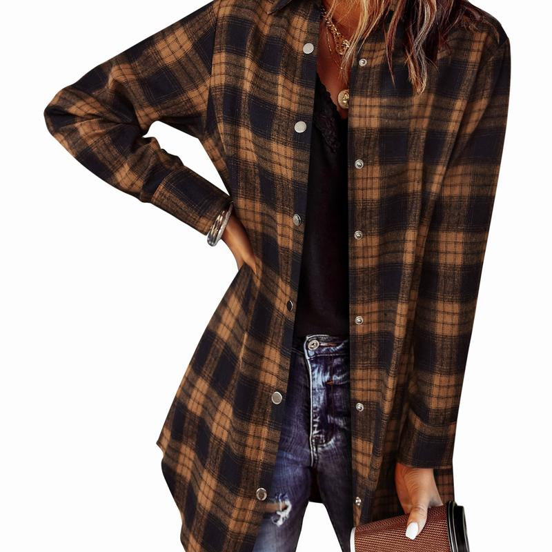 ZEAGOO Fallsale Flannel for Women 2024 Fall Fashion Long Sleeve Plaid Button down Shirts Shacket Blouse Top with Pockets Corduroy Jacket Halloween