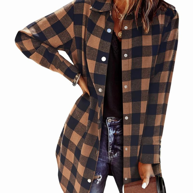 ZEAGOO Fallsale Flannel for Women 2024 Fall Fashion Long Sleeve Plaid Button down Shirts Shacket Blouse Top with Pockets Corduroy Jacket Halloween