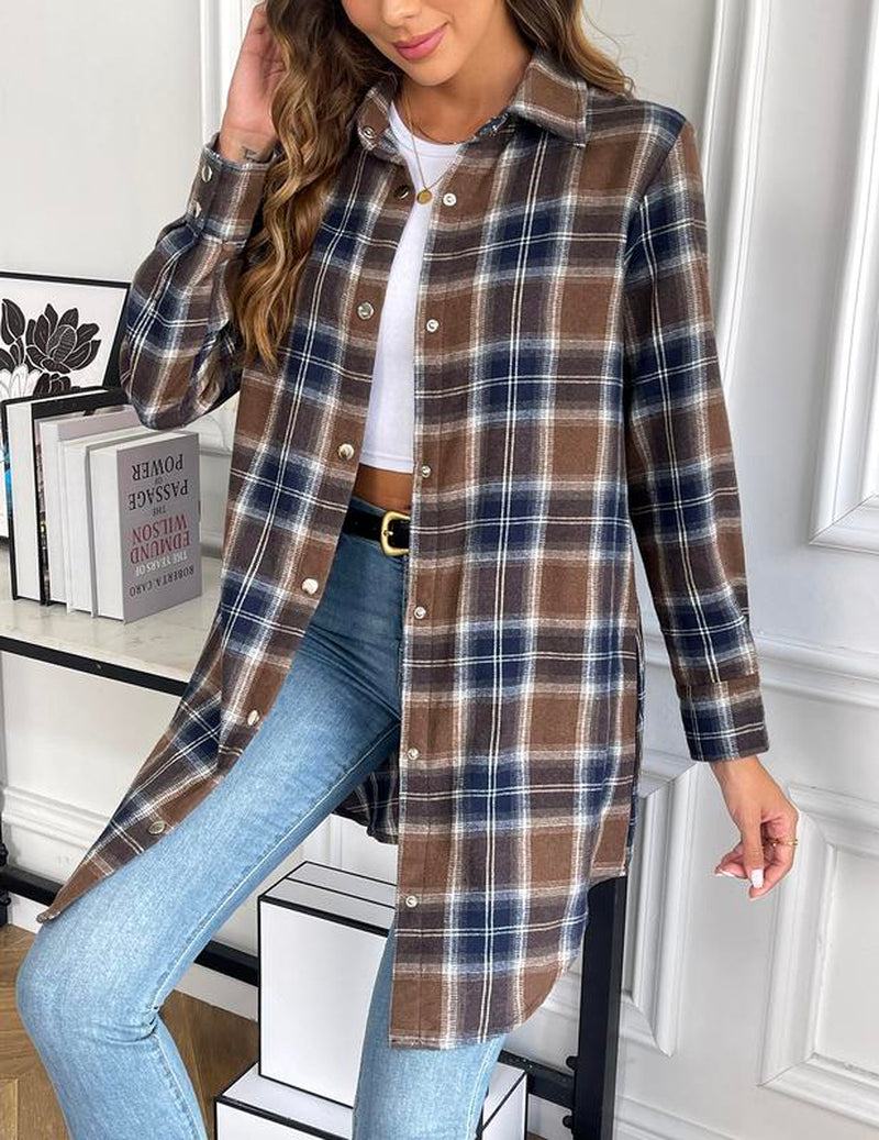 ZEAGOO Fallsale Flannel for Women 2024 Fall Fashion Long Sleeve Plaid Button down Shirts Shacket Blouse Top with Pockets Corduroy Jacket Halloween