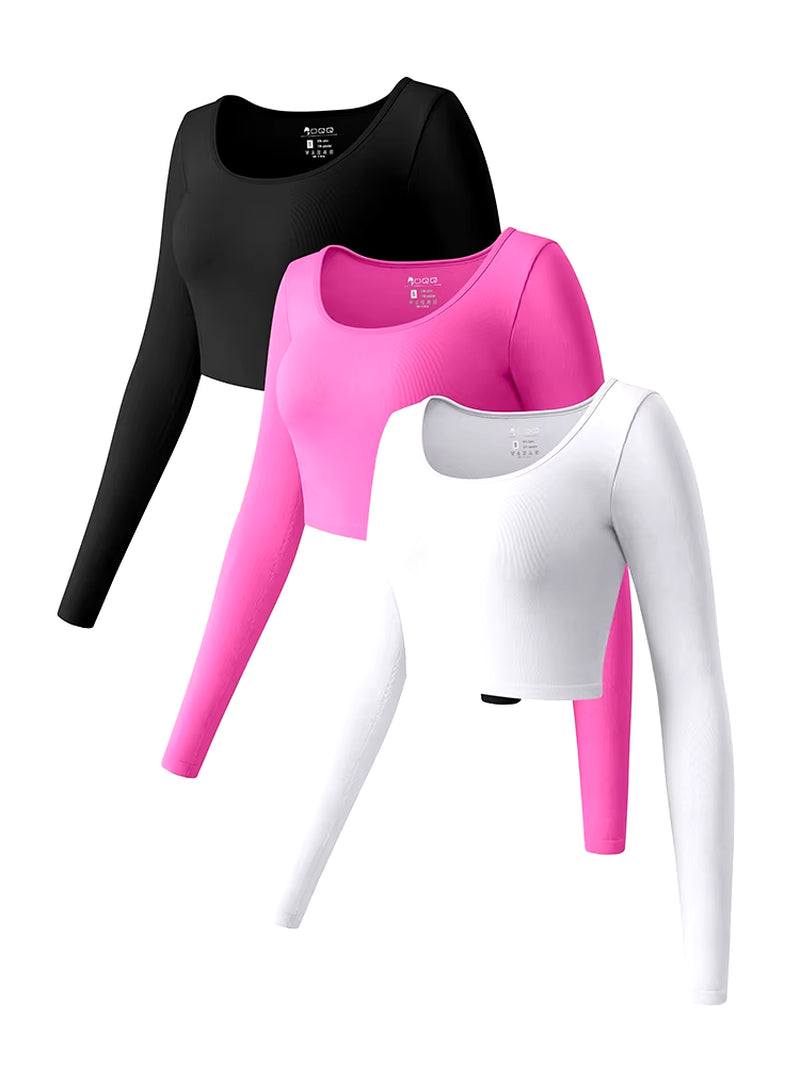 Women'S Yoga Top Long Sleeved round Neck Sports Wear Fitness Running Seamless Gym Woman Sport Shirt Female Workout Tops T-Shirt