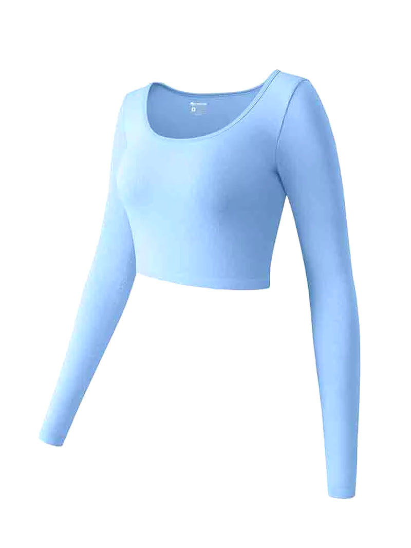 Women'S Yoga Top Long Sleeved round Neck Sports Wear Fitness Running Seamless Gym Woman Sport Shirt Female Workout Tops T-Shirt