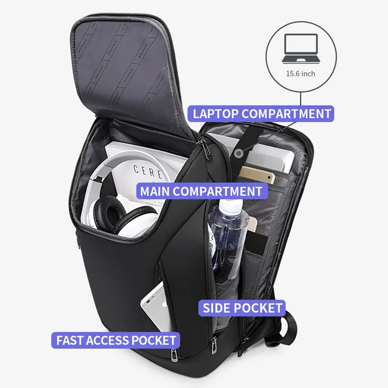 Waterproof Multi-Use Laptop Backpack for 15.6" Inch USB Charging Shockproof Business Briefcase Shoulder Bag for Man Women