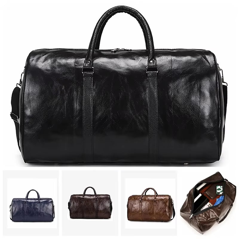 Leather Travel Bag Large Duffle Independent Big Fitness Bags Handbag Bag Luggage Shoulder Bag Black Men Fashion Zipper Pu